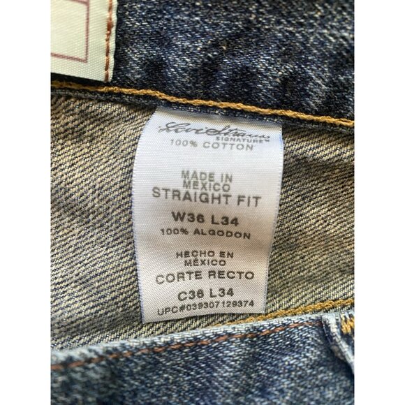 Vintage Levi Strauss Signature Straight Fit Jeans 36X34 Medium Blue Denim Cotton - Picture 10 of 11